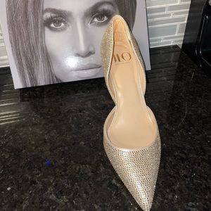 Light gold sparkle shoes.